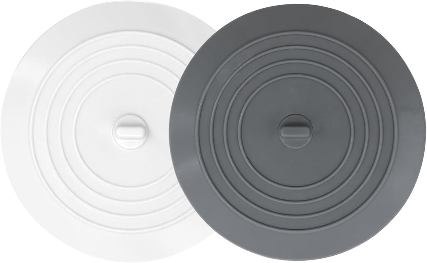 Bathtub Drain Stopper 2 Pack, 5 inches Silicone Tub Shower Cover, Bath Plug Hair Stopper,Universal Flat Suction Renter Friendly Accessories (White&Grey, inch) White&grey -