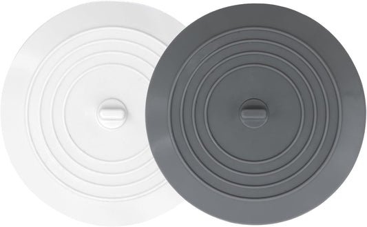 Bathtub Drain Stopper 2 Pack, 5 inches Silicone Tub Shower Cover, Bath Plug Hair Stopper,Universal Flat Suction Renter Friendly Accessories (White&Grey, inch) White&grey -