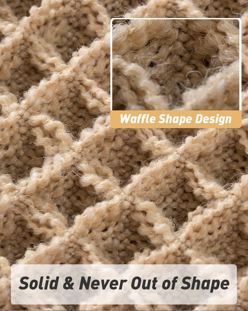 Upgraded Waffle Bath Mat, Super Absorbent Non Slip Mats for Bathroom Floor, Machine Washable Rugs with Tassels, Rubber Backed Mats, Ultra Soft, 17" x 24", Brown 1'5" 2' (Rectangular)