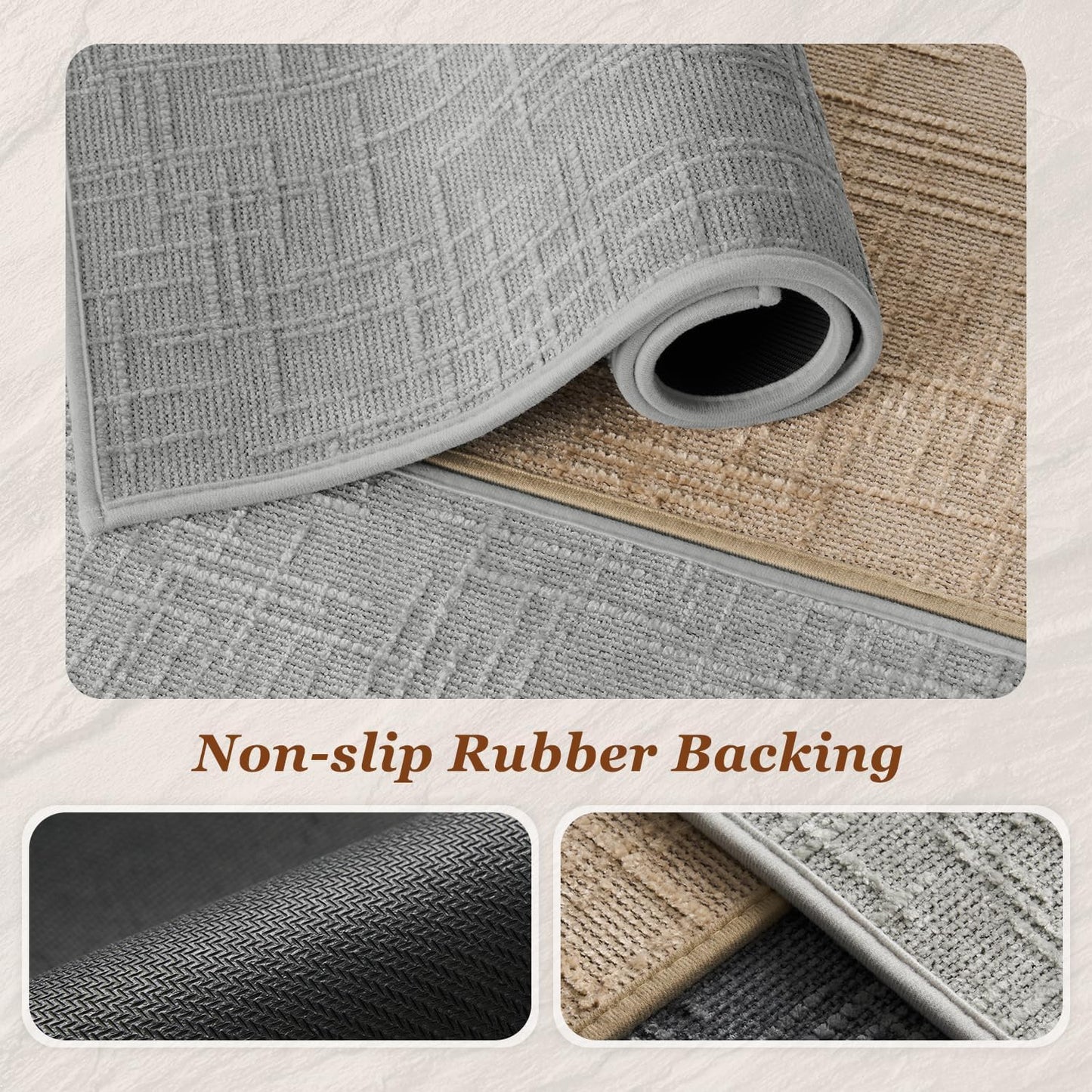 Bath Mat Non Slip Super Absorbent Quick Dry Mats for Bathroom Floor Rubber Backing Washable Rugs Modern Woven Jacquard Mat, Beside Tub Rugs, 17" x 24", LightGrey Lightgrey 24"