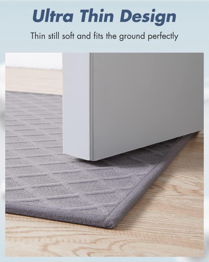 Ultra Thin Bath Mat, Rubber Backed Mats for Bathroom Non Slip, Absorbent Mat Floor Machine Washable Rugs, Shower, Sink (17"x28", Grey) Grey 17"x28"