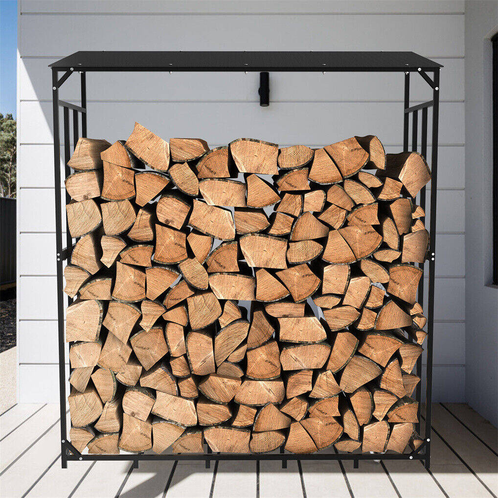 Metal Log Storage Shed Outdoor Firewood Rack Holder