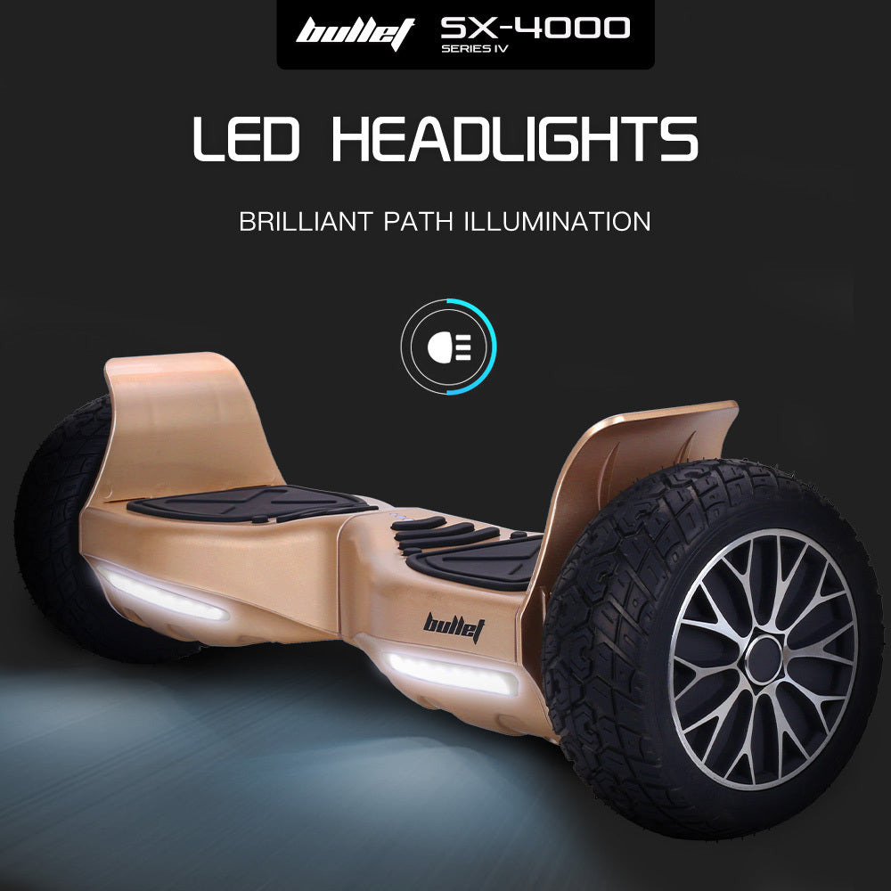 BULLET SX-4000 Hoverboard Scooter, 700W Brushless, UL Certified, AU Compliant, 8.5" Wheels, Superior Self Balancing System, LED Lights, Carry Bag, Bronze