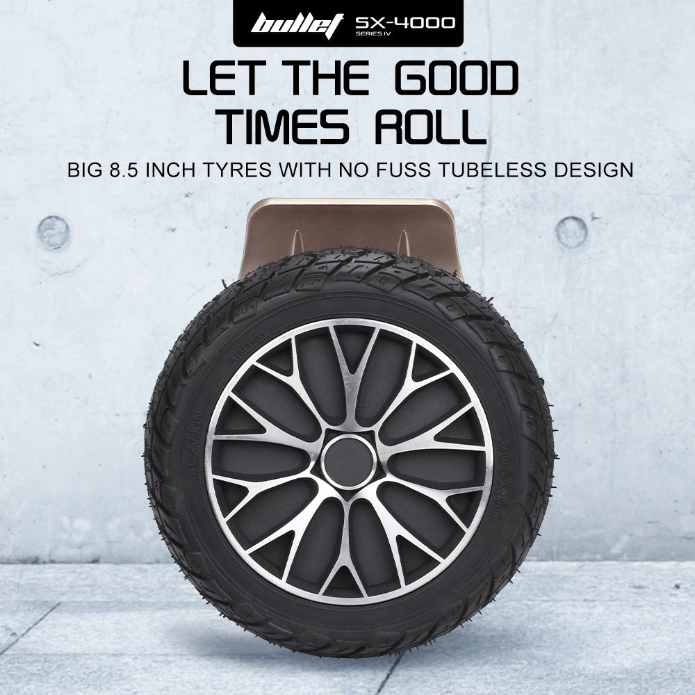 BULLET SX-4000 Hoverboard Scooter, 700W Brushless, UL Certified, AU Compliant, 8.5" Wheels, Superior Self Balancing System, LED Lights, Carry Bag, Bronze