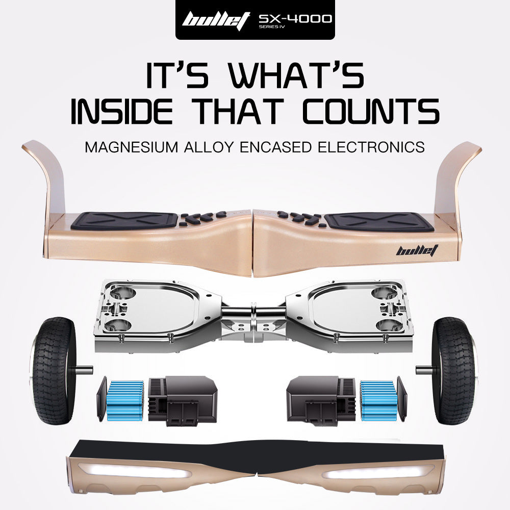 BULLET SX-4000 Hoverboard Scooter, 700W Brushless, UL Certified, AU Compliant, 8.5" Wheels, Superior Self Balancing System, LED Lights, Carry Bag, Bronze