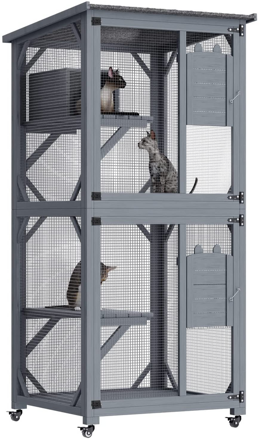 YES4PETS 173cm Pet Cat Bird Shelter Condo with Escape Door Wooden Kitten Cage House