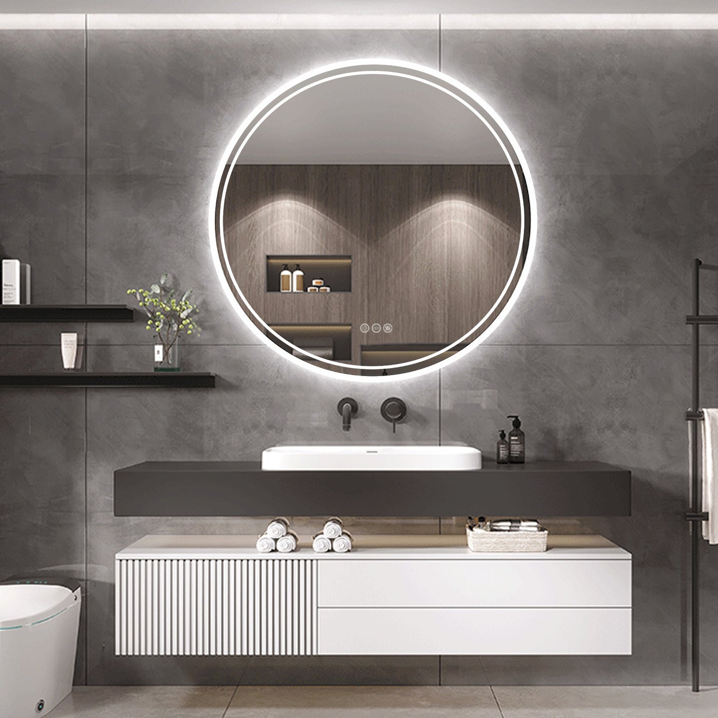 Interior Ave - 80cm Round Frameless LED Bathroom Mirror