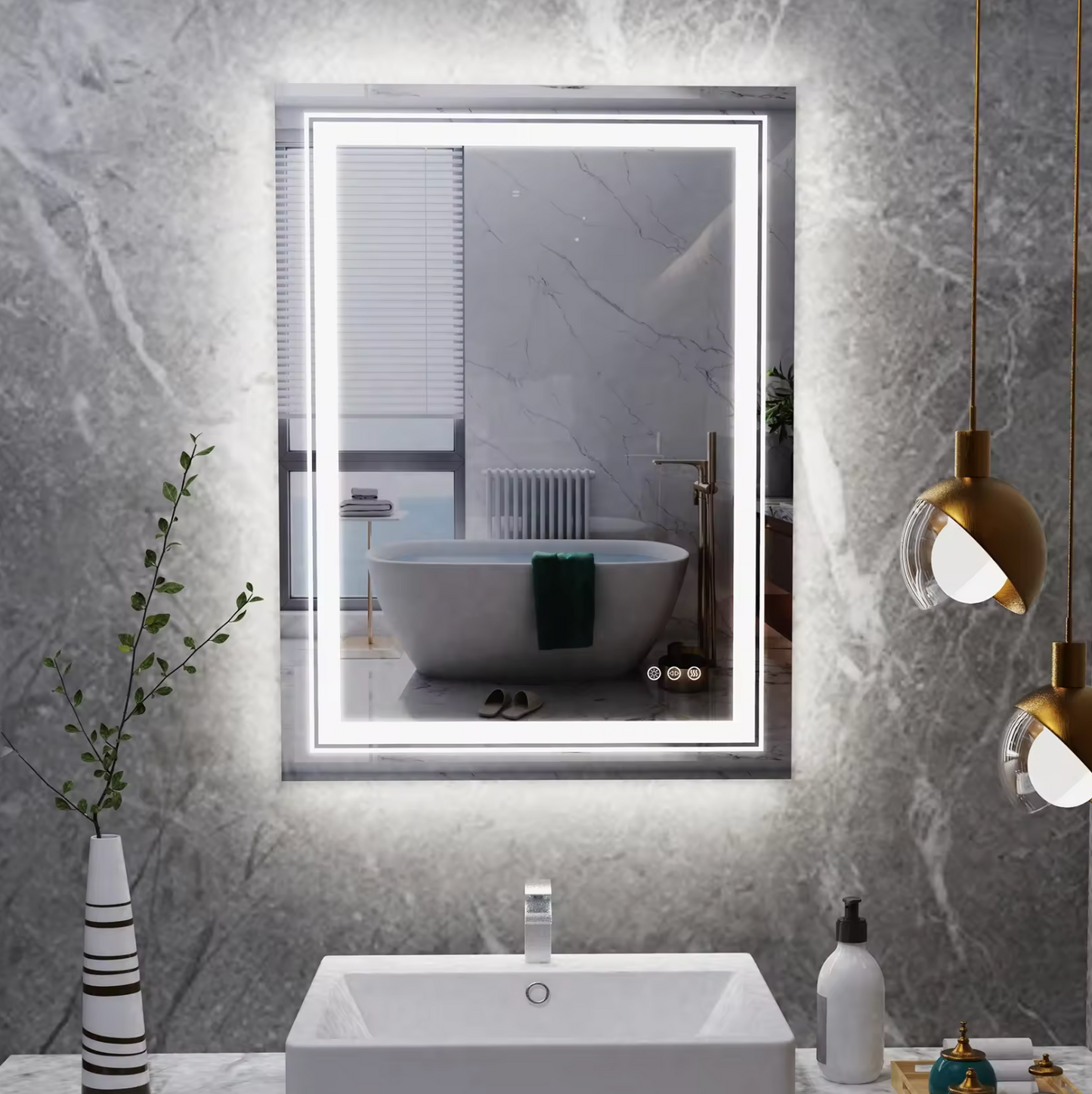 Interior Ave - 70 x 90cm Rectangle Frameless LED Bathroom Mirror