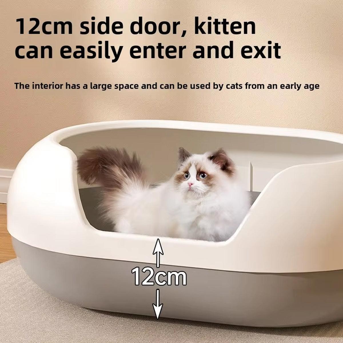 Large Semi Closed Cat Litter Box Covered Litter Pan for Cats Easy Clean Design - Orange
