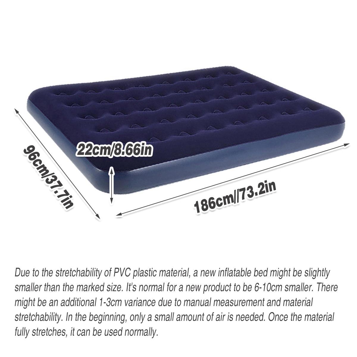 King Size Inflatable Airbed Easy Inflate Flocked Air Mattress Camping Guest Bed