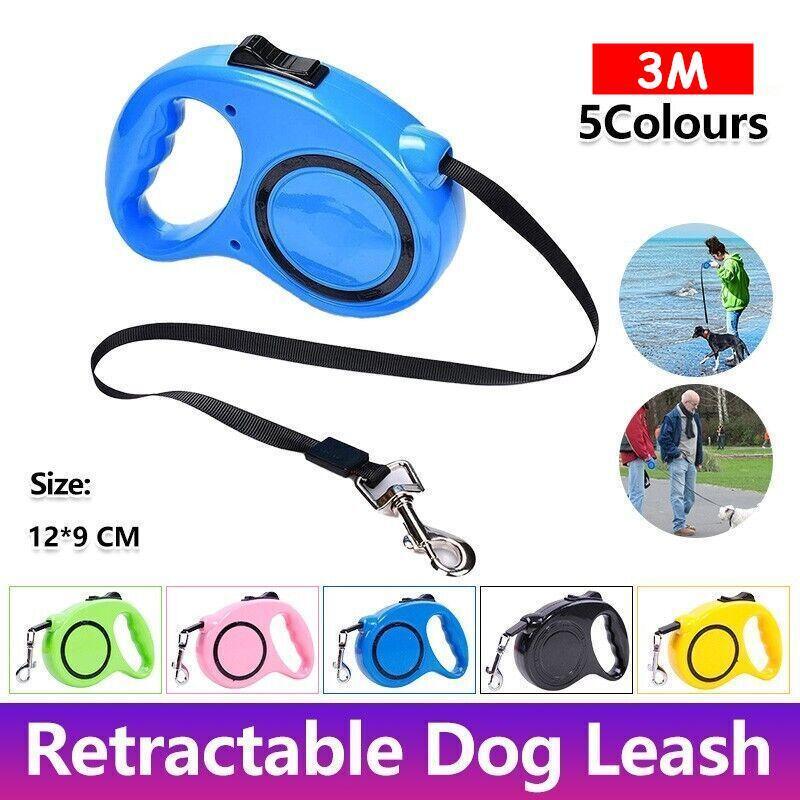 3M Retractable Dog Lead Leash Long Stong Extendable Lockable Rope Heavy Duty - Yellow