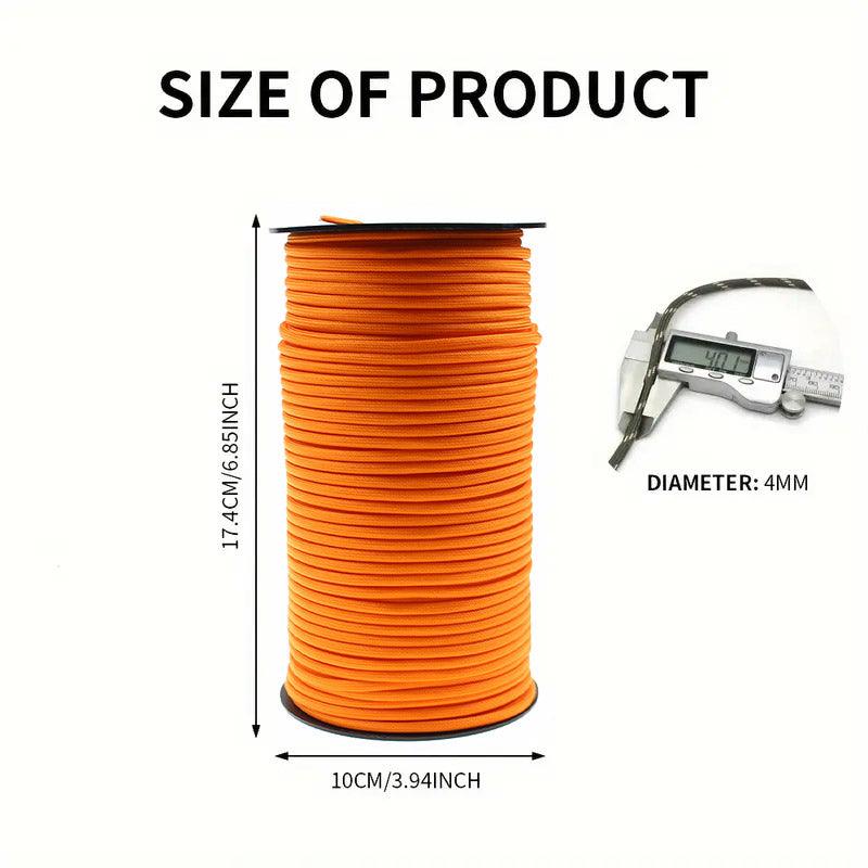 100m Paracord Outdoor Camping Binding Braided Rope Survival Gear Hiking Rope - Brown