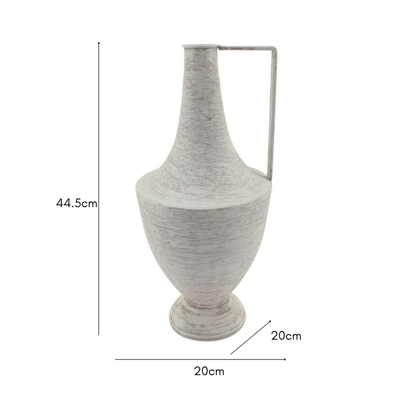 Brushed White Urn w Linear Handle 44cm