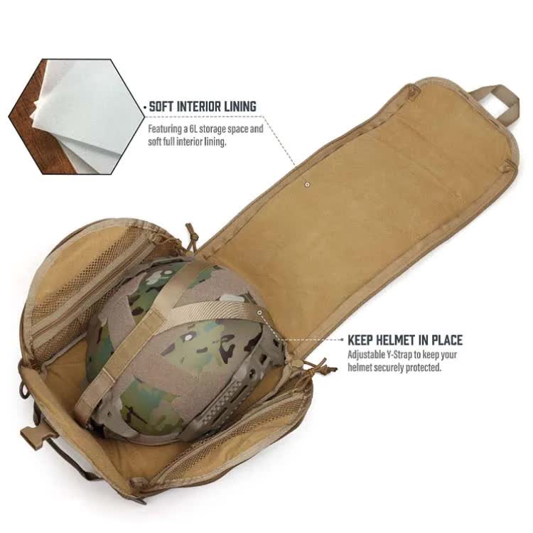Grey Tactical Helmet Bag & Utility Pouch - Padded MOLLE Gear Storage Carrier