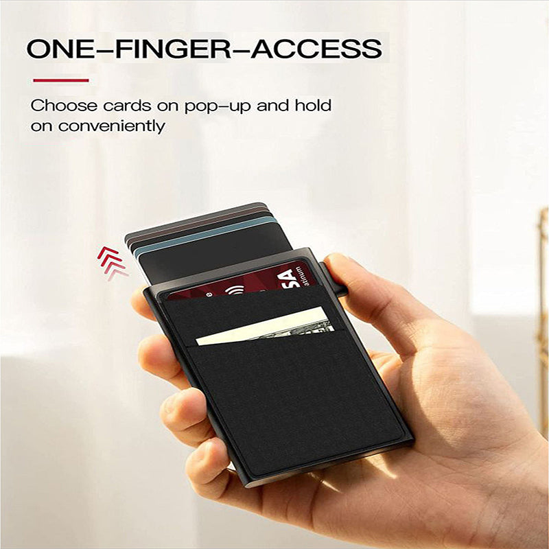 Orange-red Ultra-Slim RFID Blocking Pop-Up Wallet - Automatic Card Holder with Metal Case & Secure Screw Base