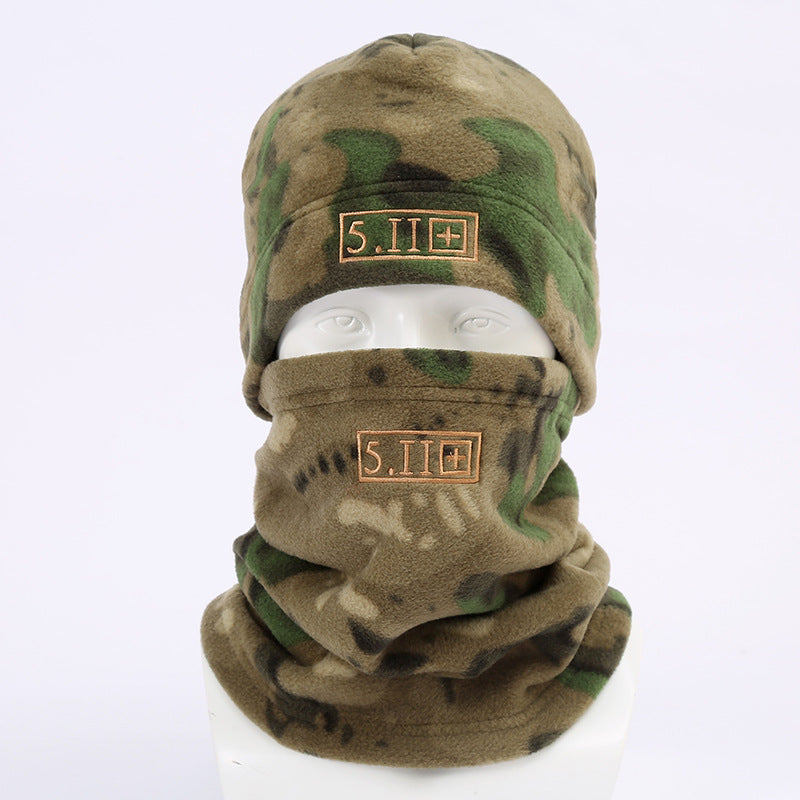 Ruins Green Outdoor Thermal Fleece Balaclava - Windproof Cycling Hat & Neck Warmer for Winter Sports - Thickened Cold Weather Face Mask Hood
