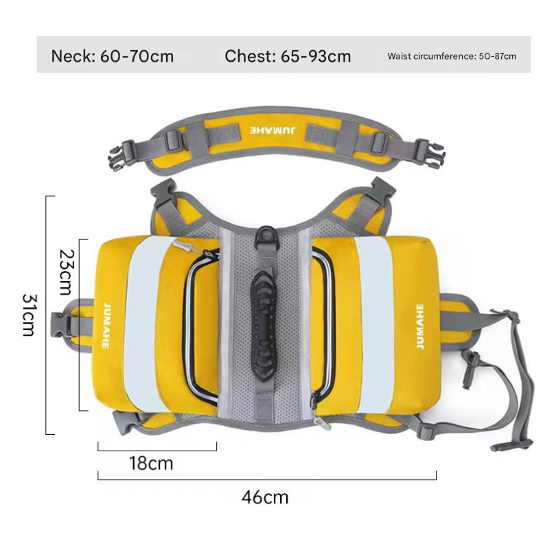 Grey Saddle Bag Dog Backpack - Adjustable Harness Pack for Hiking, Camping & Travel with Medium to Large Dogs