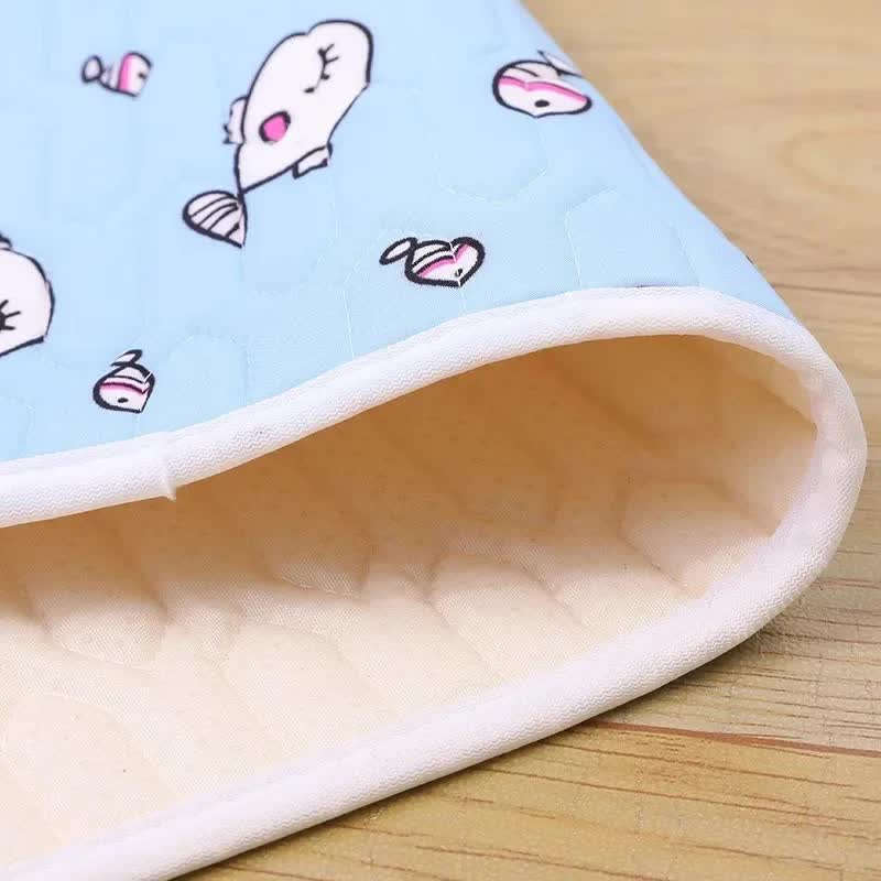 2-Pack Blue Fish Pet Summer Cooling Latex Pad (L Size: 60*45cm) - Breathable Ice Silk & Latex-Filled Dog Bed Cat Sleeping Mat with Non-Slip Base
