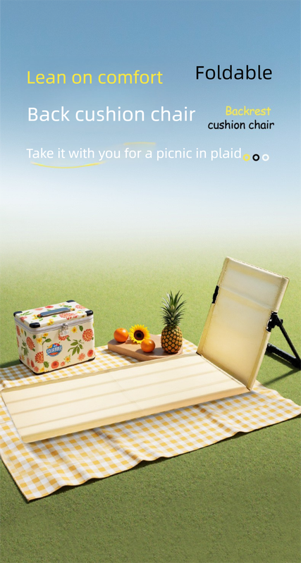 Portable Ground Chair with Back Support - Foldable Outdoor Floor Seat with Sturdy Iron Frame - Dark Green Oxford Fabric for Picnics, Festivals & Camping