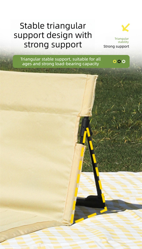 Portable Ground Chair with Back Support - Foldable Outdoor Floor Seat with Sturdy Iron Frame - Dark Green Oxford Fabric for Picnics, Festivals & Camping