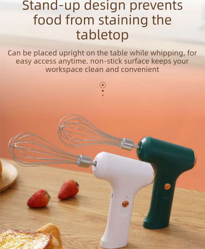 Electric Handheld Egg Whisk and Cream Whipper Set with Egg White Separator J-8 White Dual-Head Automatic Mixer Kit