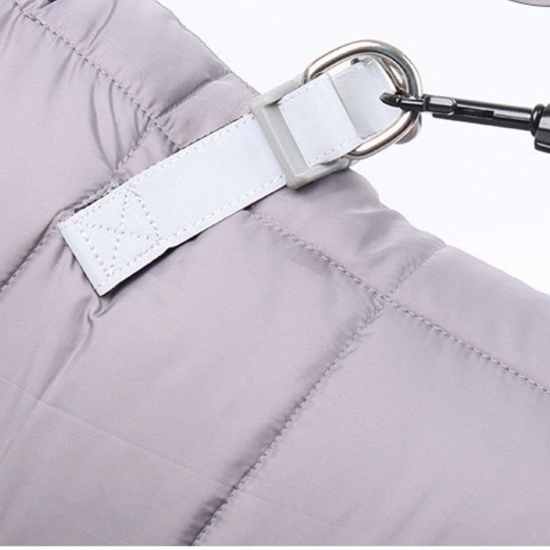 XL Size Grey Winter Waterproof Dog 4 Leg Jumpsuit for Full Body Warmth - Reflective Windproof Pet Puffer Coat with Integrated Harness