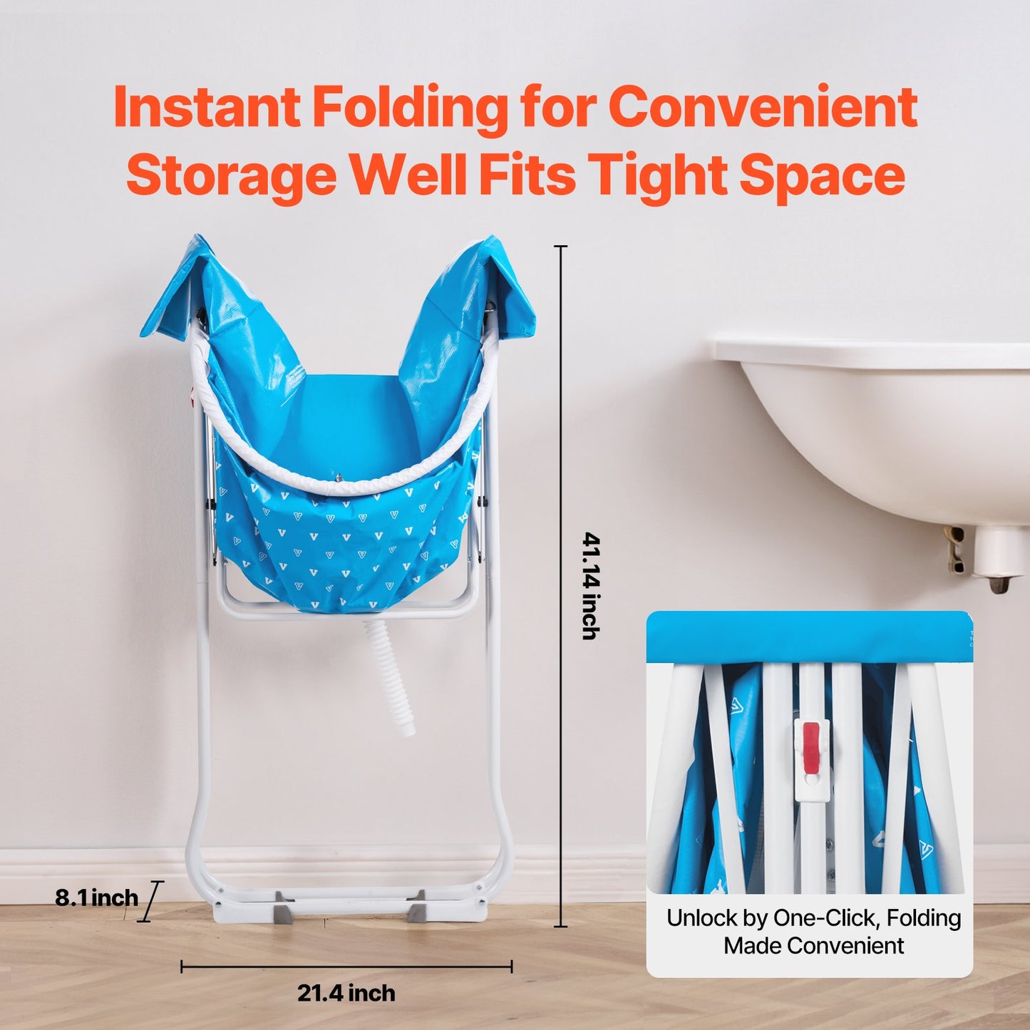 VEVOR Portable Dog Bathtub, Elevated & Foldable Space-saving Pet Shower Station with Quick Drainage, Bathing Tub for Washing & Grooming Small and Medium Size Dogs and Cats Indoor & Outdoor, Light Blue